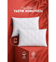 %100 Pamuk Kapitoneli 2'li Yastık Alezi Koruyucu Kılıf 50x70 cm