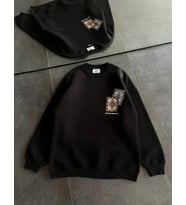 Bisiklet Yaka Baskılı SweatShirt - Siyah