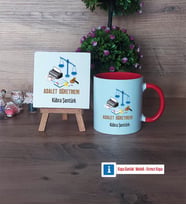 Adalet Öğretmeni Dekoratif Taş, Kupa Bardak Kırmızı Hediye (Model 1)