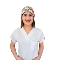 Turuncu Kediler Desenli Veteriner Aşçı Doktor Hemşire Cerrahi Bone