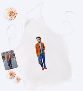 BK Gift Kişiye Özel Tam Boy Erkek Karikatürlü Beyaz Mutfak Önlüğü-1