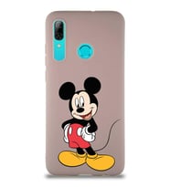 Huawei P Smart 2019 Soft Premier Kapak Mickey Mouse-E Tasarımlı Silikon Kılıf - Pudra (Şeffaf)