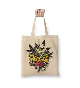Reggae Music Müzik Beyaz Bez Çanta Uzun Saplı Alışveriş Çantası Plaj Çantası