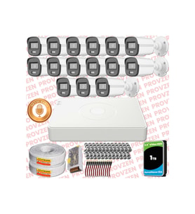 Provzen Hikvision 15'li Full HD Güvenlik Kamerası Set 7/24 Renkli, Mikrofonlu, Olay Anında Bildirim