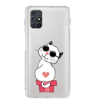 Samsung Galaxy M51 Uyumlu Kamera Korumalı Kapak Coolcat Tasarımlı  Şeffaf  Kılıf