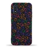 Samsung Galaxy M01 Uyumlu Lansman Kılıf Hello Kitty Tasarımlı İçi Kadife Kapak-Siyah (Şeffaf)
