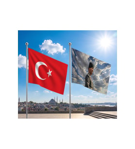 TRY Raşel Kumaş Bayrak ve Türkiye Cumhuriyeti Alpaka Kumaş Bayrak 2'li set 100x150 Cm
