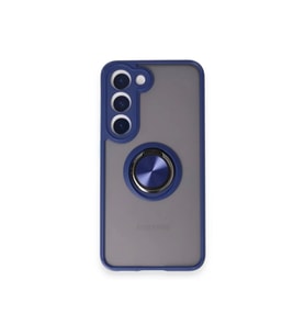 Newface Samsung Galaxy M15 Kılıf Montreal Yüzüklü Silikon Kapak - Lacivert