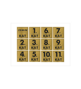 KAT NUMARASI GOLD METAL LEVHA ZEMİN DEN 11 E KADAR