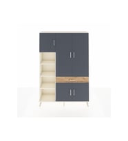 Arges Dolap 8 Raflı Tek Çekmeceli 5 Kapaklı 132x30x195 Aytaşı-Antrasit/Çam