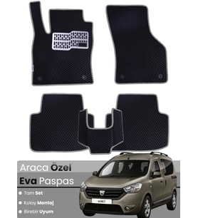 DACİA DOKKER (2012-2023) Uyumlu EVA Paspas Tam Set–Araca Özel,Su Geçirmez,Kolay Montaj