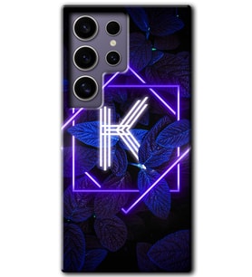 Galaxy S24 Ultra Kılıf HD Desen Baskılı Kılıf - Dark Neon Yaprak K Harfi