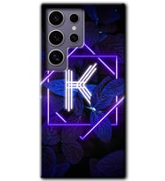Galaxy S24 Ultra Kılıf HD Desen Baskılı Kılıf - Dark Neon Yaprak K Harfi
