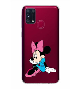 Samsung Galaxy M31 Kapak Minnie Mouse Tasarımlı Şeffaf Silikon Kılıf