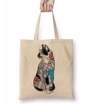 Renkli Cats Kedi Bez Çanta Uzun Saplı