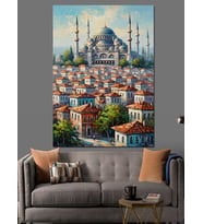 Şehir Silüeti Ve Tarihi İstanbul Dekoratif Kanvas - Mdf Ahşap Tablo