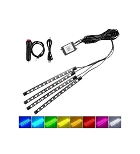 Araç İçi Ayak Altı Led 12 Led Işık Sese Müziğe Duyarlı RGB Işıklı Aydınlatma Seti