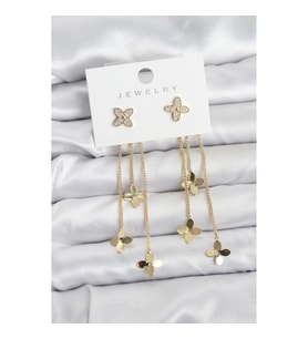 Mey İthalat® Lotus Model Gold Renk Pirinç Sallantılı Kadın Küpe