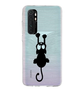 Xiaomi Mi Note 10 Lite Uyumlu Kapak Çizgi Kedi Tasarımlı Şeffaf Silikon Kılıf
