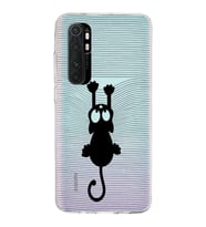 Xiaomi Mi Note 10 Lite Uyumlu Kapak Çizgi Kedi Tasarımlı Şeffaf Silikon Kılıf