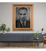 Altın Paspartulu Atatürk  Çerçeveli Tablo C561 (Gold)