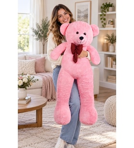 130 Cm Papyonlu Büyük Ayıcık (%100 Yerli ) (Pembe)