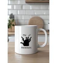 Mizahi Kedi Tasarımlı 330ml Baskılı Beyaz Seramik Kupa Bardak