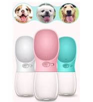 Pribor Taşınabilir Kedi Köpek Suluğu Seyahat Su Şişesi Kaseli Emniyetli Sızdırmaz Kutulu 350 ML (Karışık)