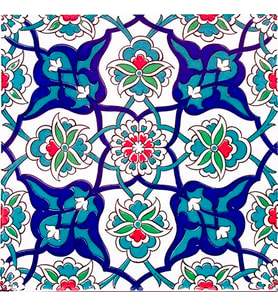 Armada Çini 20x20 Cm Ac 27 Kütahya Çini Rumi Desenli İznik Çini Karo