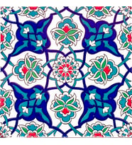 Armada Çini 20x20 Cm Ac 27 Kütahya Çini Rumi Desenli İznik Çini Karo
