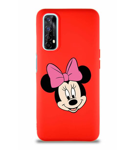 Realme 7 Soft Premier Kapak Minnie Mouse-C Tasarımlı Silikon Kılıf - Kırmızı (Şeffaf)
