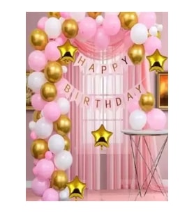 Pembe Beyaz Altın Doğum Günü Balonu