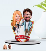 BK Gift Kişiye Özel İsimli Sevgililer Karikatürlü Ahşap Biblo Model-93-1