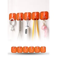6'lı Turuncu Yapışkanlı Duvar Askısı Bornoz Havlu Mutfak Banyo Organizer 35 cm