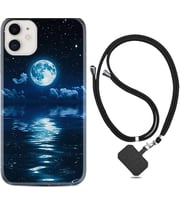 Apple iPhone 11 12 13 Mini Kılıf Boyun Askılı Silikon Night Moon 1133