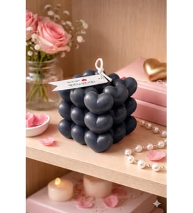 Kalp Küpü Mum - Mumelia Candles Doğal Soya, El Yapımı, Dekoratif - Gri