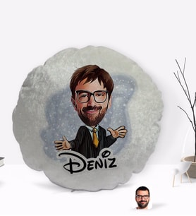 BK Gift Kişiye Özel İsimli Erkek Avukat Karikatürlü Yuvarlak Dekoratif Kırlent Yastık-3