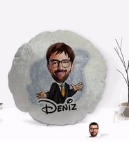 BK Gift Kişiye Özel İsimli Erkek Avukat Karikatürlü Yuvarlak Dekoratif Kırlent Yastık-3