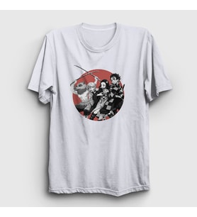 Presmono Unisex Beyaz Team Anime Demon Slayer Kimetsu No Yaiba T-Shirt 309040tt