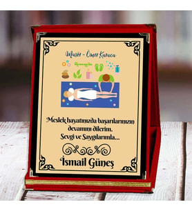 Masör Baskılı Plaket (2. Tasarım)  Kişiye Özel (Kırmızı)