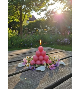 BONCUK PİRAMİT HEDİYELİK DEKORATİF PORTAKAL ÇİÇEĞİ KOKULU PARAFİN WAX MUM (PEMBE RENKLİ)