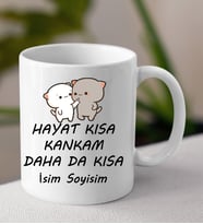 Komik - Esprili Kupa HAYAT KISA KANKAM DAHA KISA Tasarımlı İsim Soyisim Yazılı Kişiye Özel Kupa Bardak