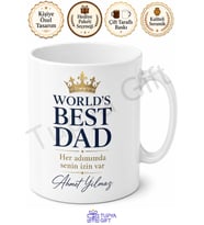 World's Best Dad Yazılı İngilizce Kupa Bardak Babalar Günü Hediyesi