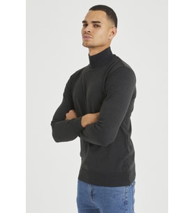 Erkek Slim Fit Yarım Balıkçı Yaka Akrilik-Pamuk Karışımlı Basic Triko Kazak