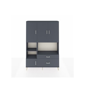 Arges Gardrop 7 Raflı 2 Çekmeceli 5 Kapaklı 132x30x195 Antrasit-Antrasit