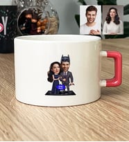 Kişiye Özel Karikatürlü Süper Kahraman Çift Sevgililer Lüks Fincan Sevgililer Günü Hediyesi