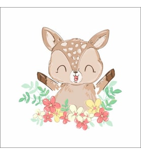 Çiçekli Sevimli Geyik Sticker Duvar Sticker 25x25 CM