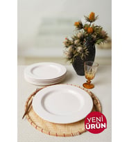 Keramika Beyaz Assos Servis Tabağı 28 Cm 6 Adet 006 Beyaz