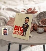 BK Gift Kişiye Özel Erkek Big Boss Karikatürlü Dekoratif Ahşap Çerçeve Model 2
