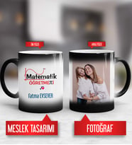 Matematik Öğretmeni Kupa Bardak Sihirli Fotoğraflı